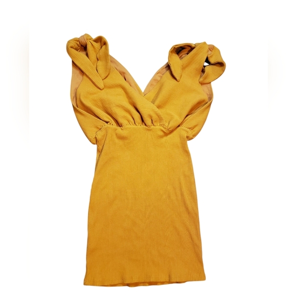 Free People Beach Mustard Yellow Ribbed Beach Swim Cover Up Dress XS - Picture 2 of 5